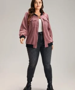 Patchwork Contrast Pocket Zipper Button Detail Jacket 13 Patchwork Contrast Pocket Zipper Button Detail Jacket -Clothing Shop 396037108 pw