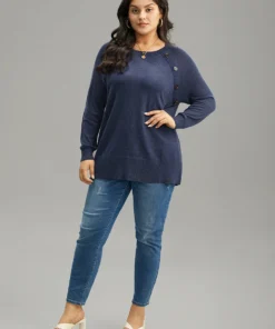 Supersoft Essentials Button Detail Raglan Sleeve Pullover -Clothing Shop 39752720 ma