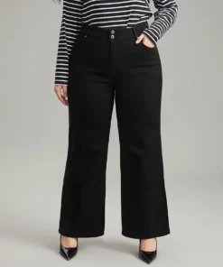 Wide Leg Black Wash Very Stretchy Jeans