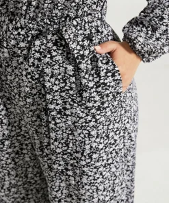 Ditsy Floral Off Shoulder Pocket Belted Jumpsuit -Clothing Shop 398619680 tf