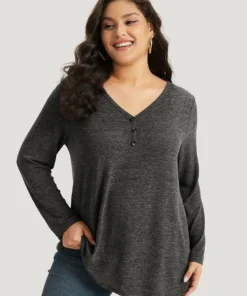 Heather Button Up Long Sleeve T-shirt 33 Heather Button Up Long Sleeve T-shirt -Clothing Shop 398792324 kl b4df0fee 7f83 4cb7 a6df c0202df24f17