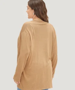 Plain Drawstring Bowknot Front Drop Shoulder Cardigan -Clothing Shop 399100429 jq