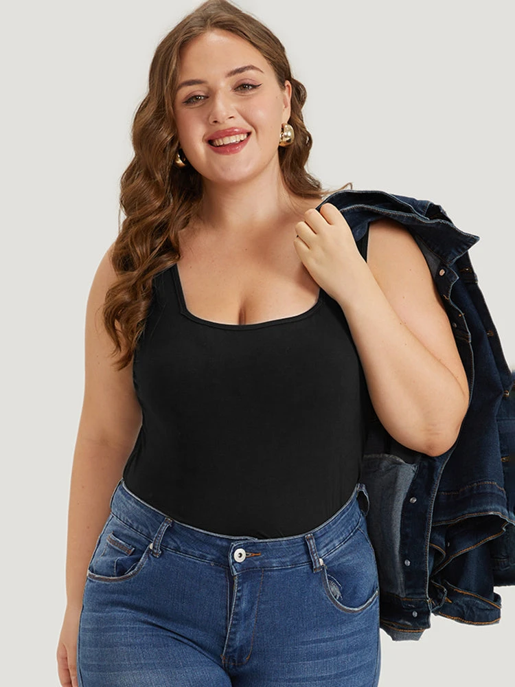 Supersoft Essentials Plain Square Neck Skinny Tank Top 14 Supersoft Essentials Plain Square Neck Skinny Tank Top - Image 12