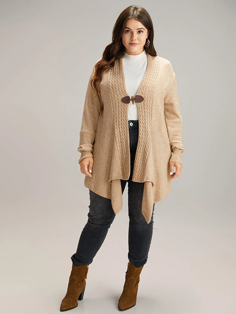 Supersoft Essentials Textured Asymmetrical Duffle Button Cardigan 7 Supersoft Essentials Textured Asymmetrical Duffle Button Cardigan - Image 5