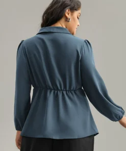 Static-Free Plain Pleated Wrap Blouse 28 Static-Free Plain Pleated Wrap Blouse -Clothing Shop 399312036 oi