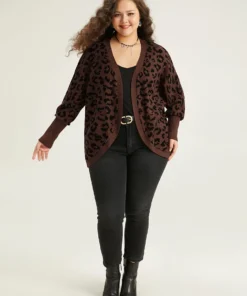 Supersoft Essentials Leopard Curved Hem Cardigan -Clothing Shop 399355683 ef