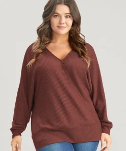 Solid Waffle Knit Wrap Long Sleeve T-shirt -Clothing Shop 3 34434e26 fe5b 4736 8f6b 0c11be5f37bf