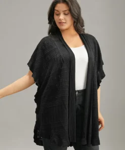 Anti-Pilling Plain Ruffles Split Hem Dolman Sleeve Cardigan -Clothing Shop 3 ad418e6a 63ff 46b7 aae0 761de4af2c32