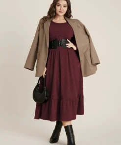 Solid Pocket Rib Knit Ruffle Hem Dress Without Belt -Clothing Shop 3 dcec69b3 acab 4f95 91d3 b2a3c1963069