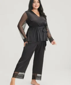 Solid Mesh Lace Wrap Belted Pajama Set 11 Solid Mesh Lace Wrap Belted Pajama Set -Clothing Shop 3 ec38c852 7a8c 4455 9f31 c2096b6312cd