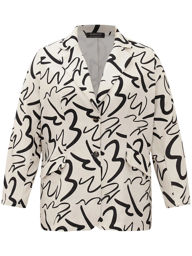 Line Print Suit Collar Pocket Button Through Blazer 12 Line Print Suit Collar Pocket Button Through Blazer - Image 10