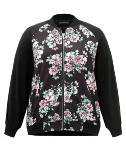 Floral Patchwork Zipper Pocket Jacket 19 Floral Patchwork Zipper Pocket Jacket -Clothing Shop 400547863 lb