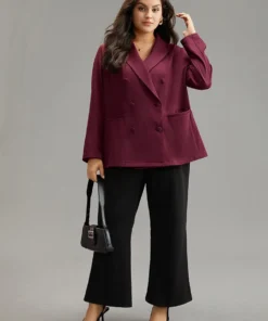 Anti-Wrinkle Solid Double Breasted Pocket Blazer -Clothing Shop 400795624 ip 26b29b8f 58b0 4fd2 bebf 160a95ba849f