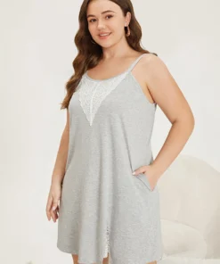 Guipure Lace Pocket Adjustable Straps Sleep Cami Dress -Clothing Shop 401235008 ui
