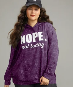 Letter Vintage Hooded Pocket Sweatshirt -Clothing Shop 401348627 pj