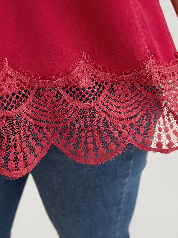 Solid Pleated Front Lace Hem Tank Top 7 Solid Pleated Front Lace Hem Tank Top - Image 5