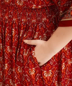 Bandana Print Batwing Sleeve Shirred Dress -Clothing Shop 403058365 uy