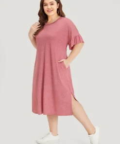 Supersoft Essentials Solid Ruffle Trim Split Side Dress 14 Supersoft Essentials Solid Ruffle Trim Split Side Dress -Clothing Shop 403275896 wk 56f01d2a b8b0 42c8 8462 f89cf990338c