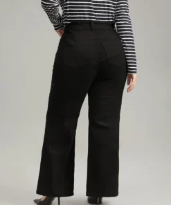 Wide Leg Black Wash Very Stretchy Jeans -Clothing Shop 40333496 jv