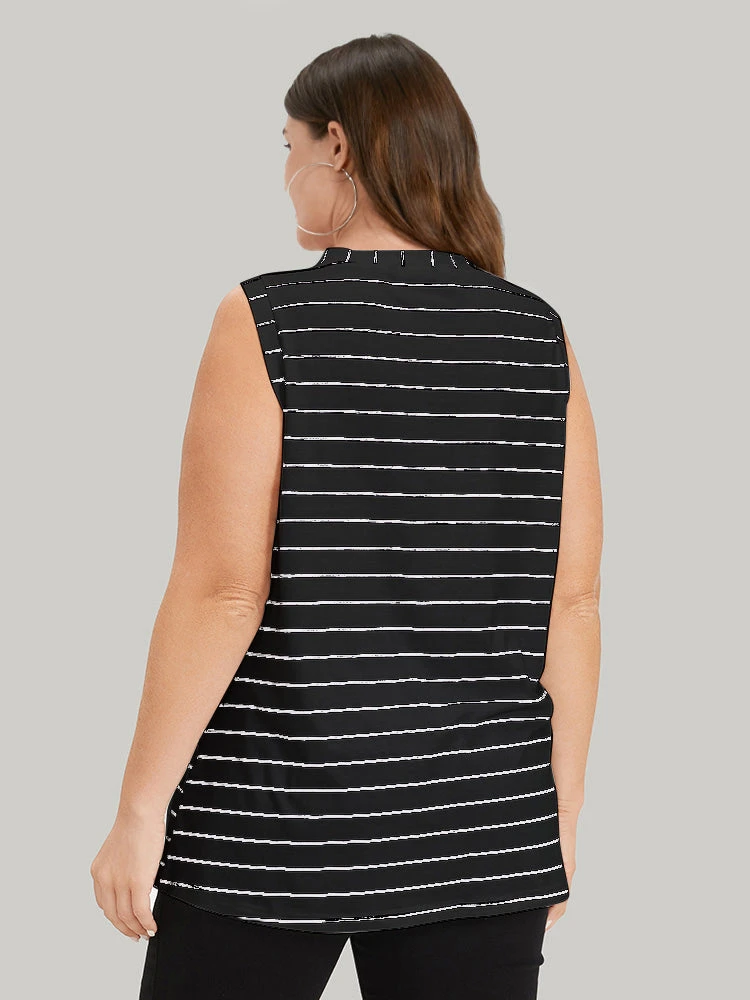 Striped Print Button Through Tank Top 14 Striped Print Button Through Tank Top - Image 12