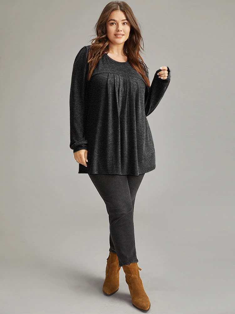 Plain Heather Plicated Detail T-shirt 17 Plain Heather Plicated Detail T-shirt - Image 15