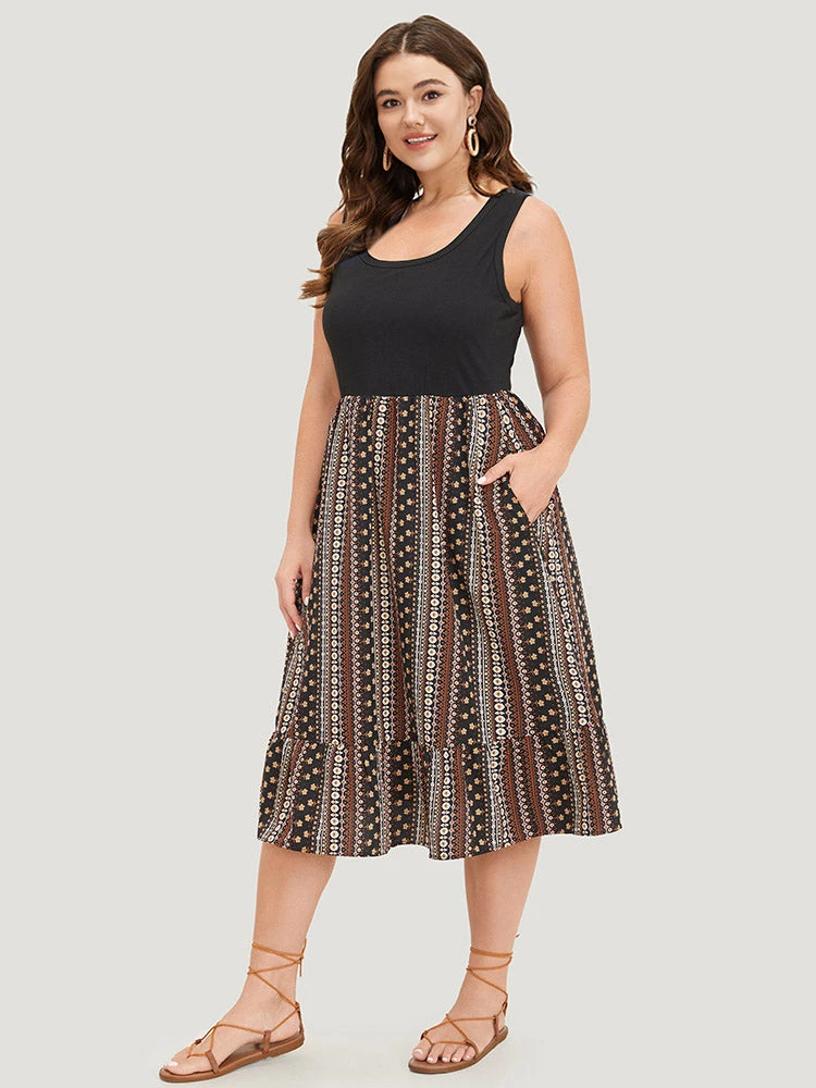 Supersoft Essentials Bandana Print Patchwork Pocket Ruffle Hem Tank Dress 6 Supersoft Essentials Bandana Print Patchwork Pocket Ruffle Hem Tank Dress - Image 4