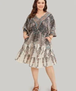 Bandana Print Pocket Elastic Waist Patchwork Dress -Clothing Shop 404563768 yc cebb8aba 9567 47c8 b22c 07efe04e610e