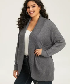Supersoft Essentials Plain Texture Arc Hem Cardigan 26 Supersoft Essentials Plain Texture Arc Hem Cardigan -Clothing Shop 405196061 jc
