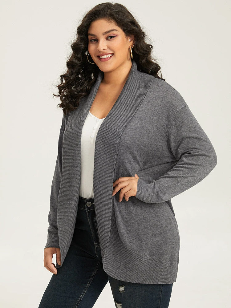 Supersoft Essentials Plain Texture Arc Hem Cardigan 7 Supersoft Essentials Plain Texture Arc Hem Cardigan - Image 5