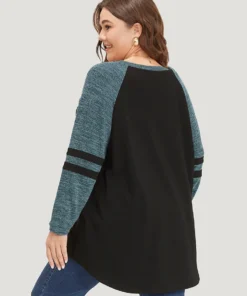 Striped Contrast Pocket Raglan Sleeve High Low Hem Sweatshirt -Clothing Shop 405379134 zf 5c3d902c 5863 42d7 9b84 e74826ab25b1