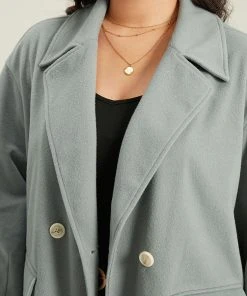 Button Fly Flap Pocket Lantern Sleeve Coat -Clothing Shop 405475076 ta