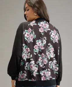 Floral Patchwork Zipper Pocket Jacket 13 Floral Patchwork Zipper Pocket Jacket -Clothing Shop 405506070 ms