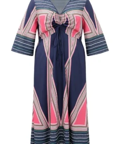 Bandana Geometric Print Drawstring Ruched Dress -Clothing Shop 406118410 bu