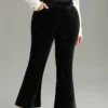 Velvet Glitter Patchwork Pocket Flare Leg Pants