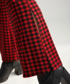 Gingham Bootcut Split Hem Metal Detail Pants -Clothing Shop 407027850 jn