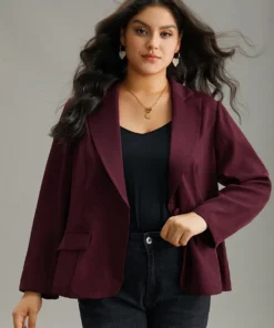 Lapel Collar Plain Twill Button Up Blazer -Clothing Shop 408584325 fq 99fd7fa3 60a1 4951 a4c9 f57ca4797ba4