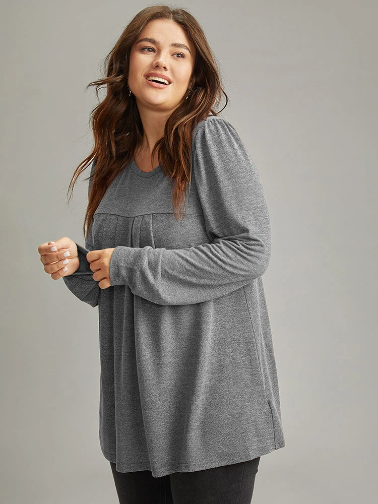 Plain Heather Plicated Detail T-shirt 20 Plain Heather Plicated Detail T-shirt - Image 18