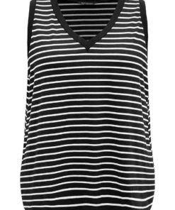 V Neck Striped Contrast Trim Tank Top -Clothing Shop 409355553 qc