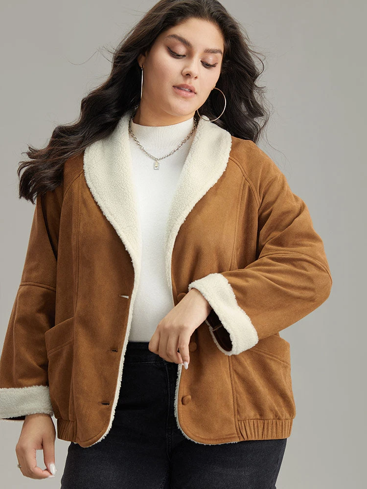 Contrast Lapel Collar Patched Pocket Jacket 5 Contrast Lapel Collar Patched Pocket Jacket - Image 3