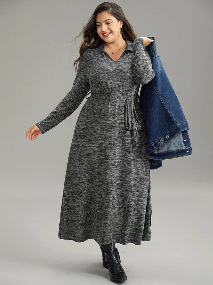 Solid Pocket Elastic Waist Ties Split Hem Dress 7 Solid Pocket Elastic Waist Ties Split Hem Dress - Image 5