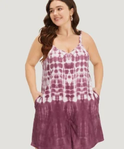 Tie Dye Pocket Adjustable Straps Cami Jumpsuit