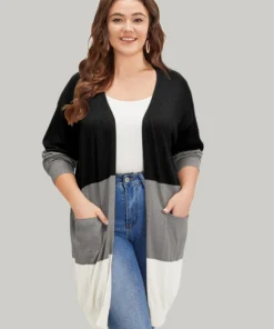 Supersoft Essentials Colorblock Pocket Tunic Cardigan -Clothing Shop 412215802 ia