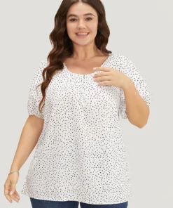 Polka Dot Pleated Round Neck Puff Sleeve Blouse 36 Polka Dot Pleated Round Neck Puff Sleeve Blouse -Clothing Shop 412660073 nd b9626d65 080b 48e5 92db d0bcbe485aa9