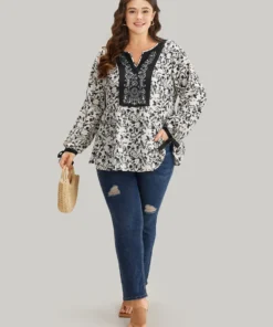 Boho Print Notched Knot Lantern Sleeve Blouse 26 Boho Print Notched Knot Lantern Sleeve Blouse -Clothing Shop 412777237 me 4c83e890 2fcb 4a09 99a0 01de4281ba7e