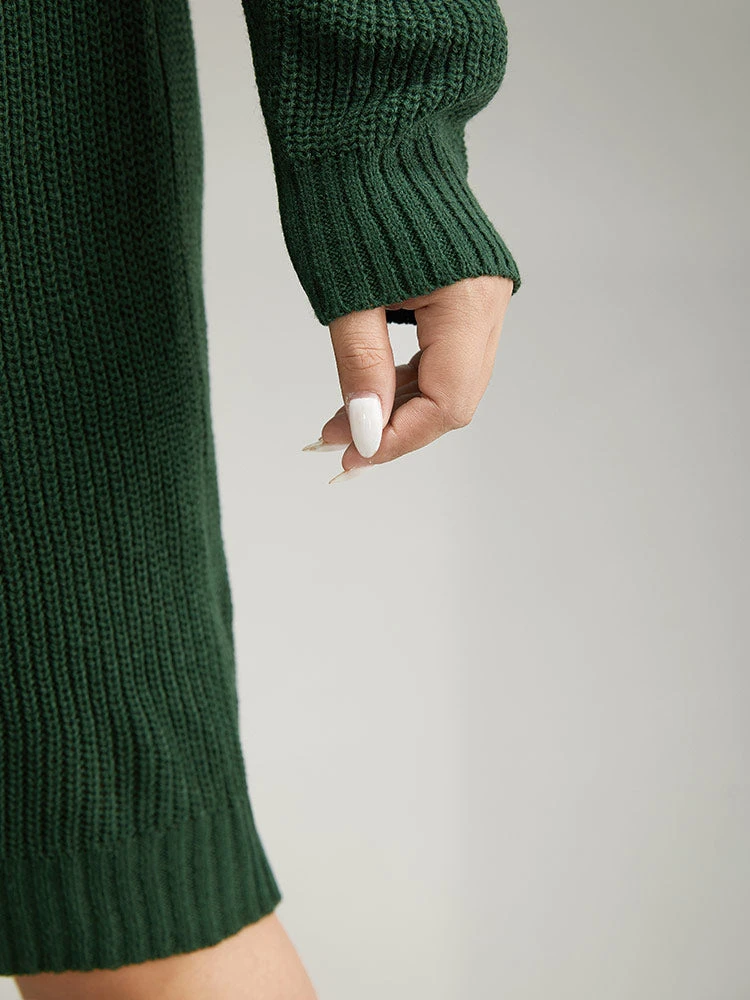 Solid Plisse Turtle Neck Knee Sweater Dress 7 Solid Plisse Turtle Neck Knee Sweater Dress - Image 5