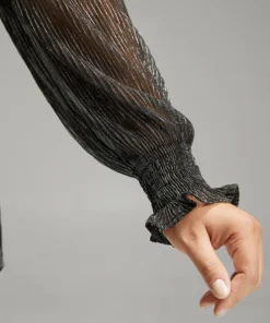 Stand Collar Mesh Patchwork Frill Trim Blouse 14 Stand Collar Mesh Patchwork Frill Trim Blouse -Clothing Shop 413358686 fa