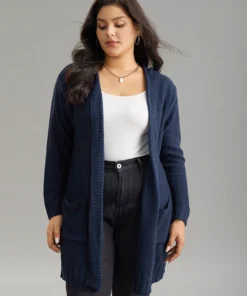 Plain Texture Pocket Hooded Cardigan -Clothing Shop 413509039 gl a8a56bd7 c4ae 4134 9d47 0853cf030e2f