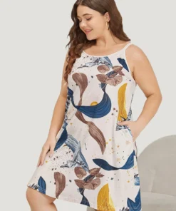 Natural Graphic Pocket Cami Sleep Dress -Clothing Shop 414738522 sm