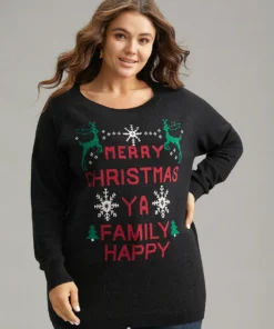 Supersoft Essentials Christmas Elk Letter Crew Neck Pullover 12 Supersoft Essentials Christmas Elk Letter Crew Neck Pullover -Clothing Shop 414798683 ii