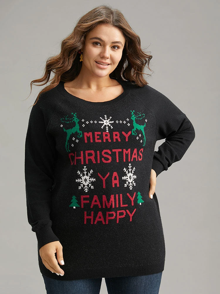 Supersoft Essentials Christmas Elk Letter Crew Neck Pullover 6 Supersoft Essentials Christmas Elk Letter Crew Neck Pullover - Image 4